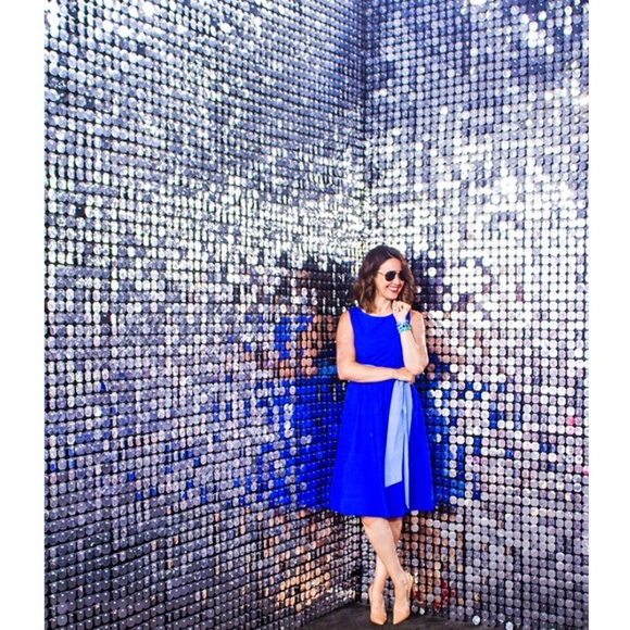 J. Crew Sapphire Two-tone Tie Waist Sheath Dress - Picture 7 of 8